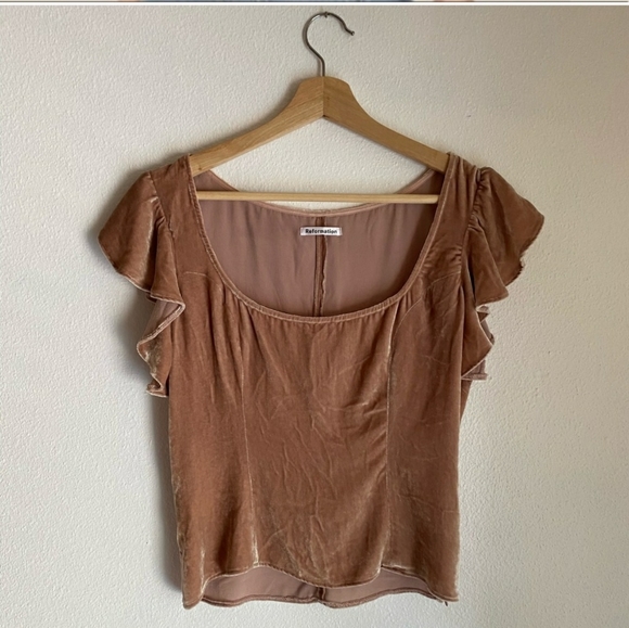 Reformation MAV blush velour top size 10 - Picture 6 of 8